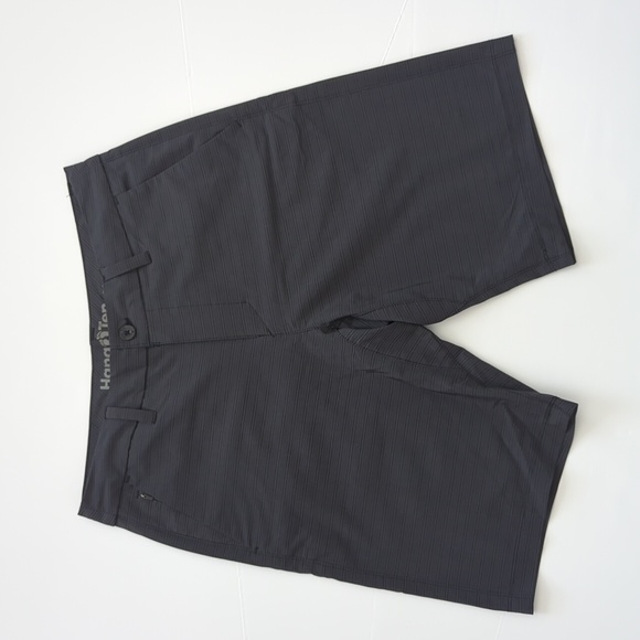 Hang Ten Hybrid 11 inch Flat Front Shorts Swimwear Grey Black size 32 NICE - Picture 2 of 11
